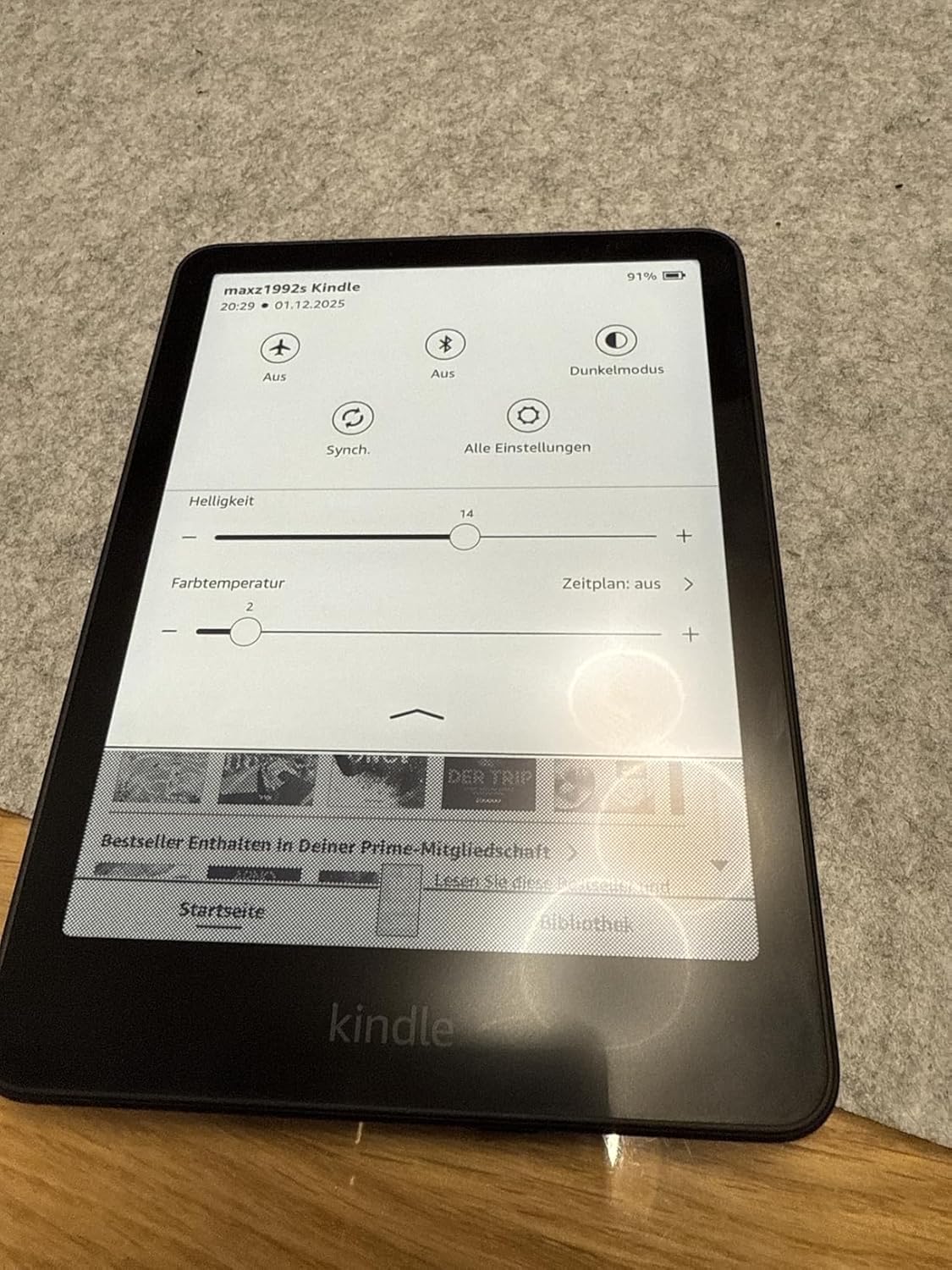Kindle Paperwhite 2024 Einstellungen und Beleuchtung