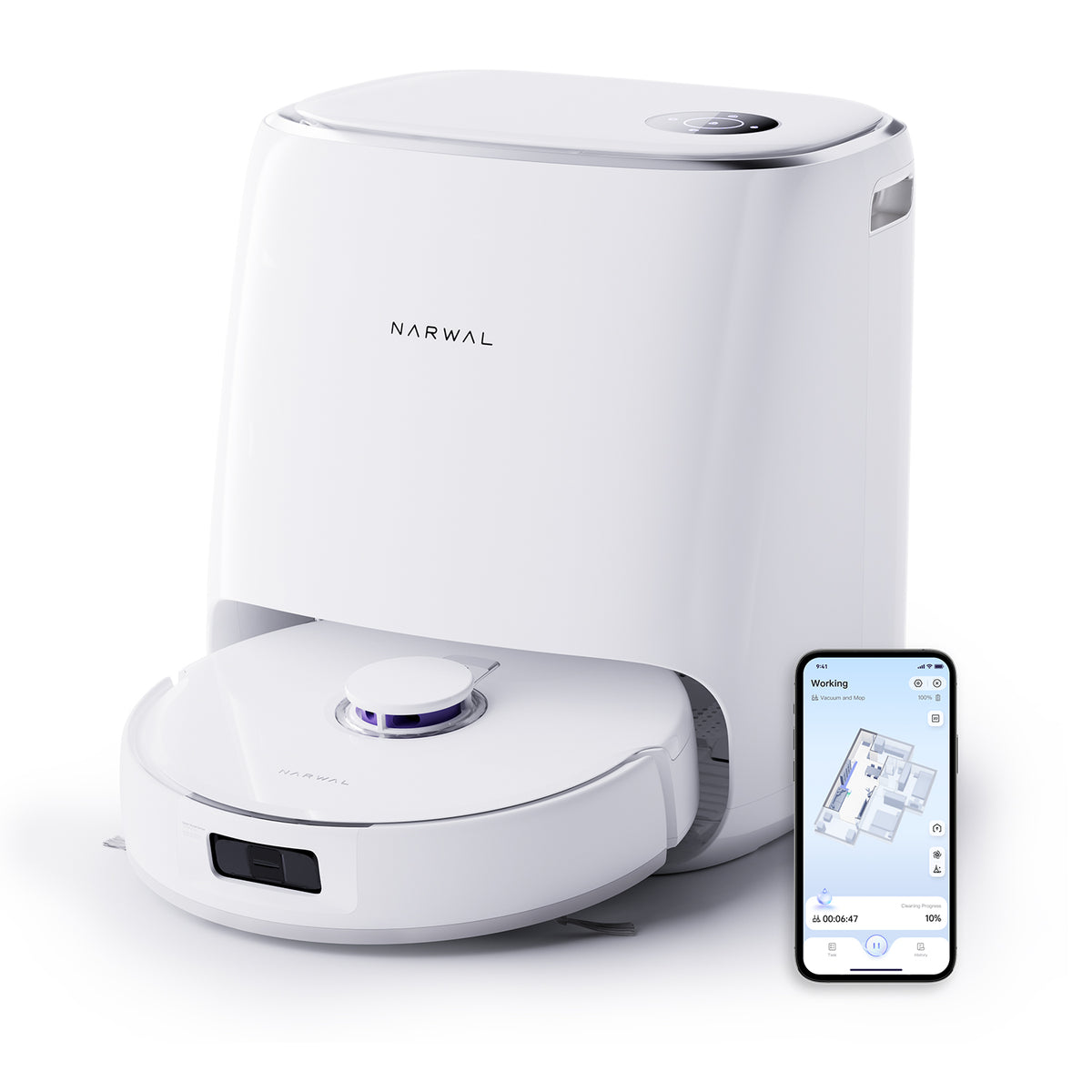 Narwal Freo X Ultra mit Basisstation und App