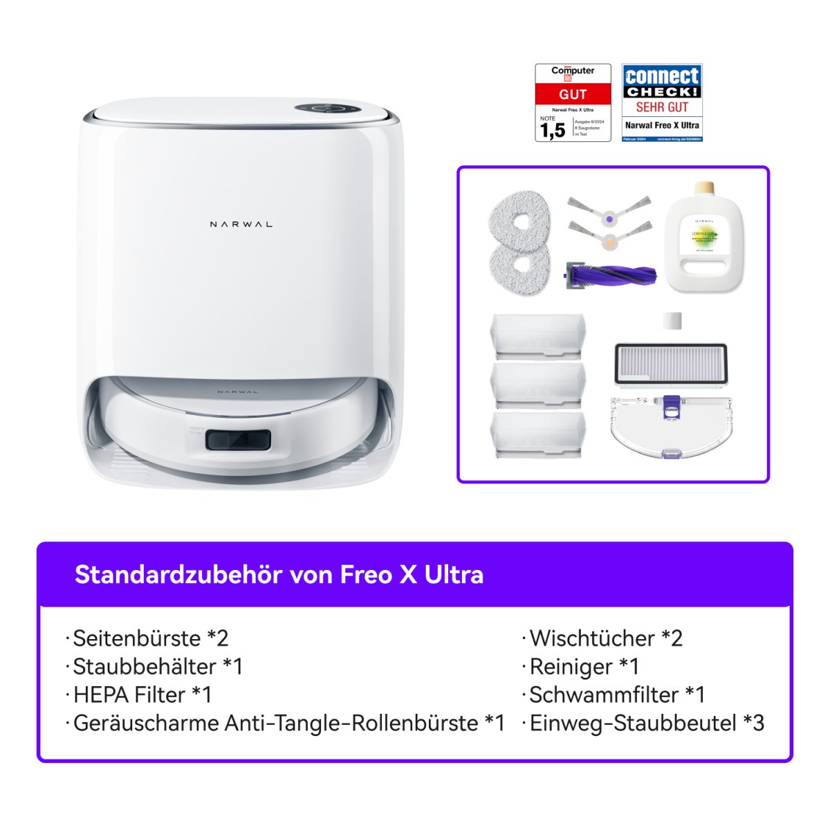 Narwal Freo X Ultra Standardzubehör im Überblick