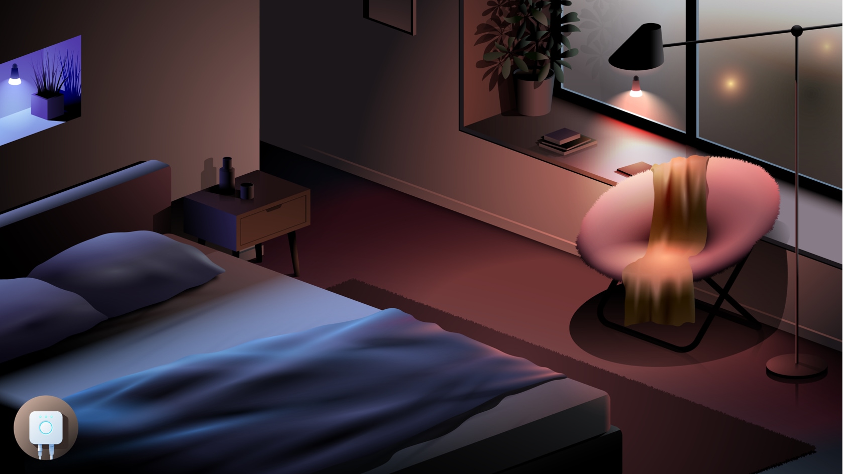 Philips Hue Stimmungsbeleuchtung im Schlafzimmer