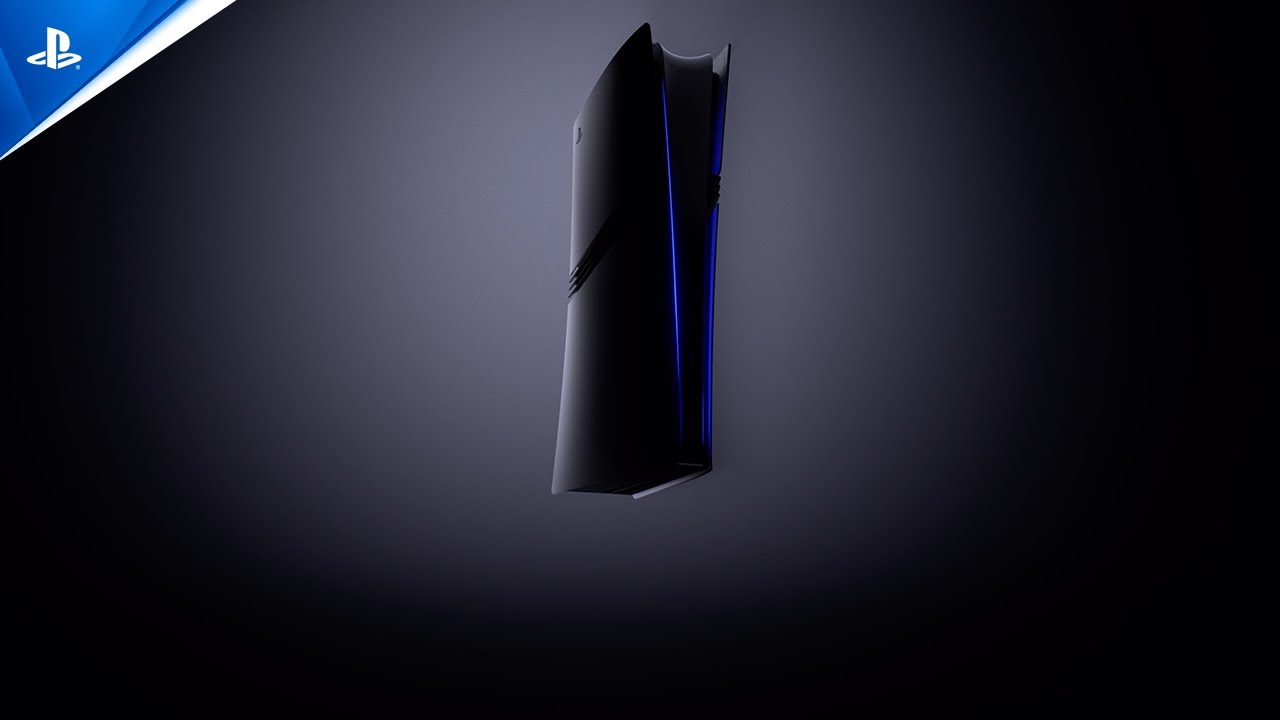 PlayStation 5 Pro schwebend vor dunklem Hintergrund