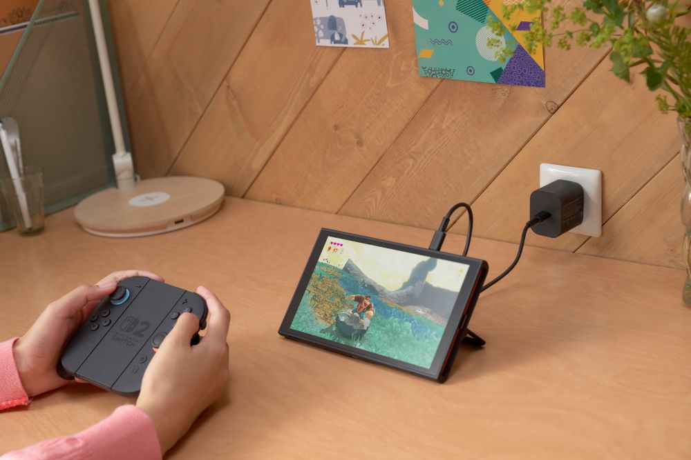 Nintendo Switch 2 im Tischplatten-Modus beim Spielen