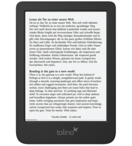 Tolino Shine 5 E-Reader mit Bildschirmansicht