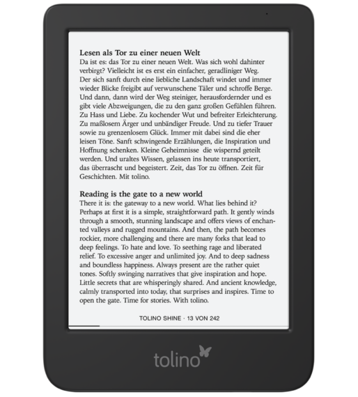 Tolino Shine 5 E-Reader mit Bildschirmansicht
