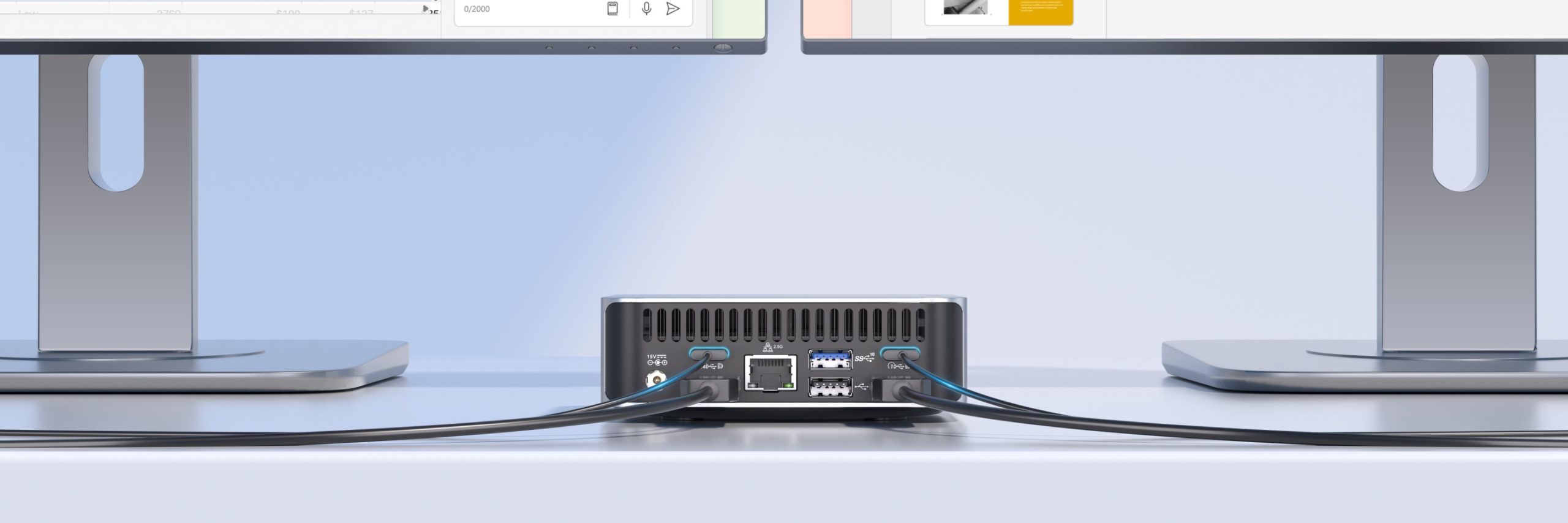 GEEKOM A6 Mini PC Anschlüsse und Dual-Monitor-Setup