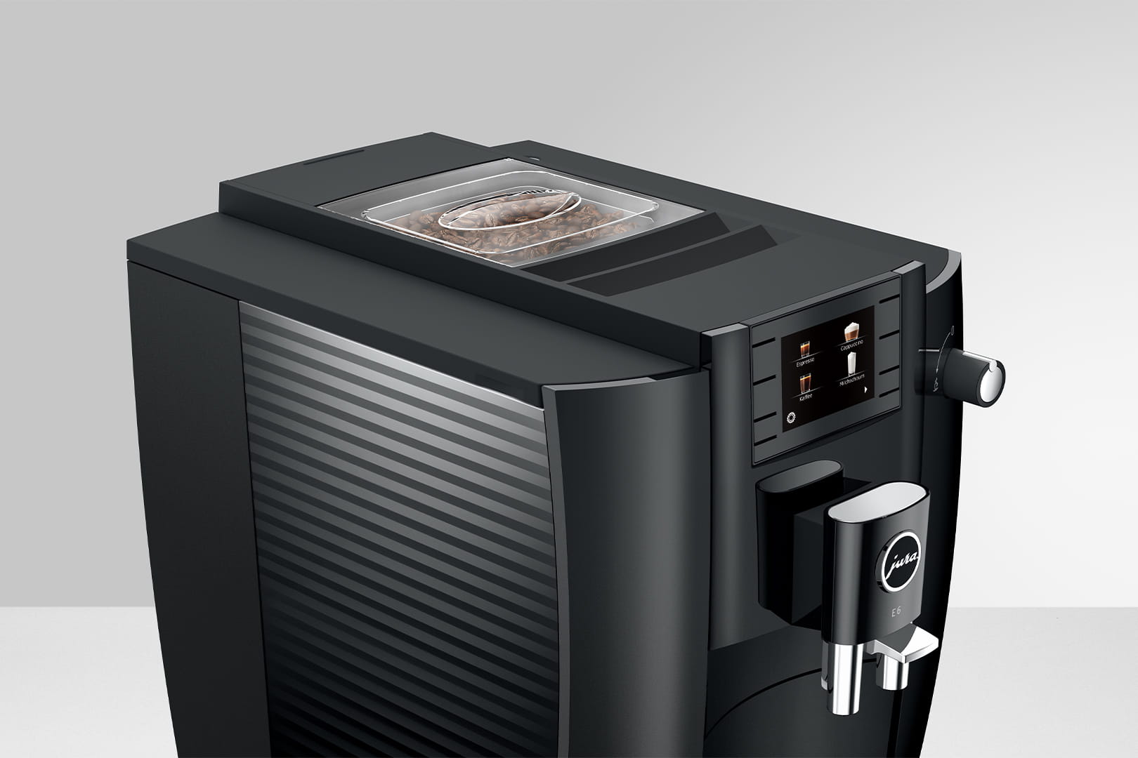 Jura E6 Piano Black Farbdisplay Detail